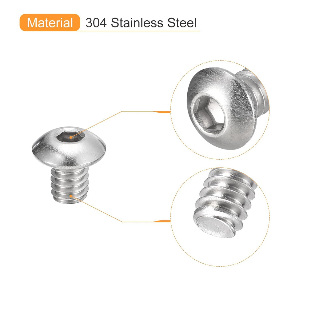uxcell #8-32x1/4 Button Head Socket Screws, 100pcs Full Thread Hex Drive