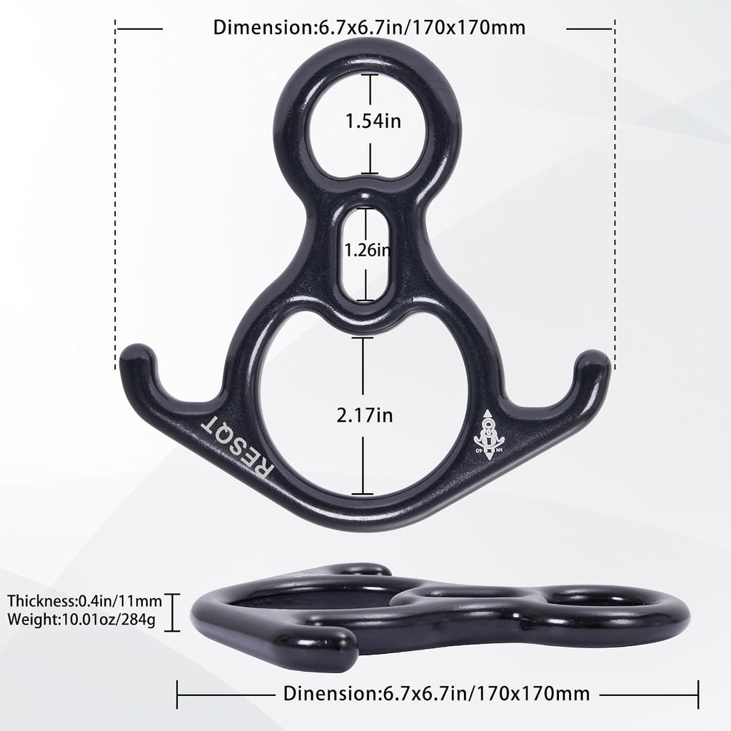 40KN Rescue Figure 8 Descender, Large Bent-Ear Belaying and Rappelling Gear Belay Device for Rock Climbing Peak