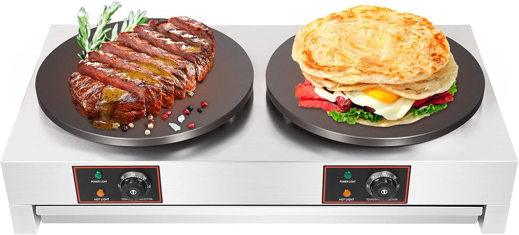 3.4KW Double Head Electric Crepe Maker Machine 16In Non-Stick 110V