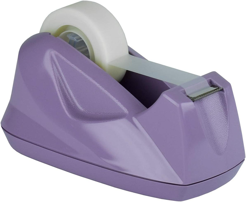 Desktop Tape Dispenser, Premium, Non-Skid Base, Plastic, Purple