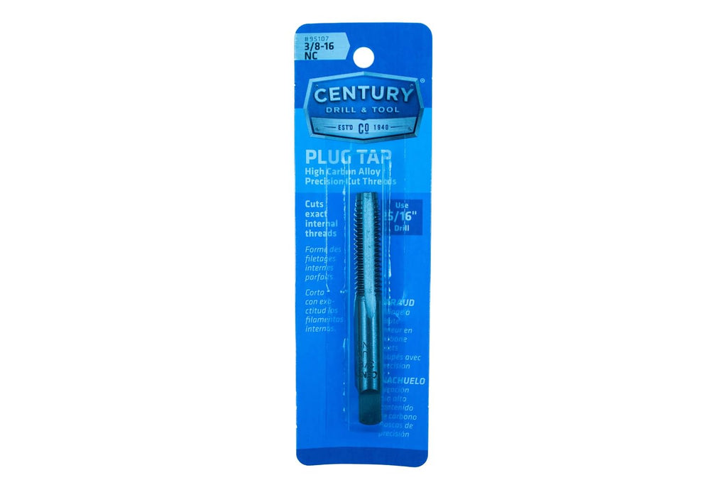 Century Drill & Tool 95107 Fractional Plug Tap, 3/8-16 NC