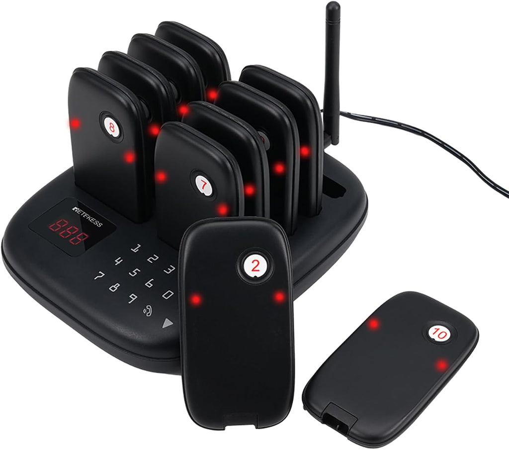 TD175S Wireless Calling System,Food Buzzer System, 10 Pagers