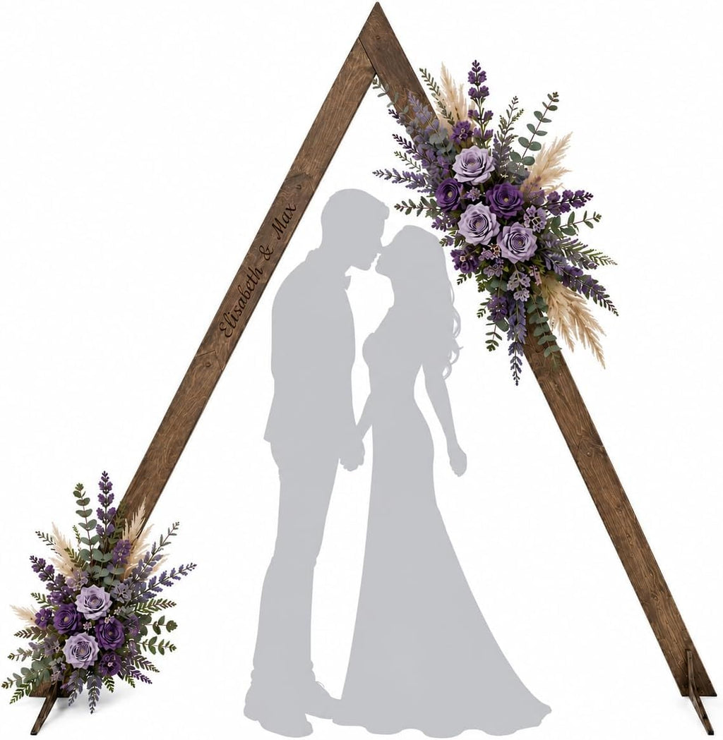 Wooden Triangle Wedding Arch, Rustic Ceremony Backdrop Stand
