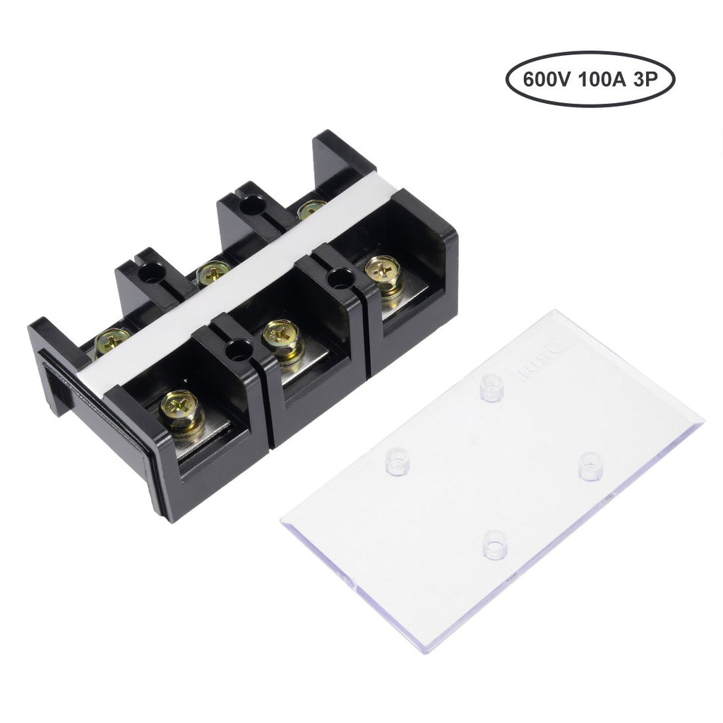 uxcell Dual Rows 3 Positions 600V 100A Wire Barrier Block Terminal Strip