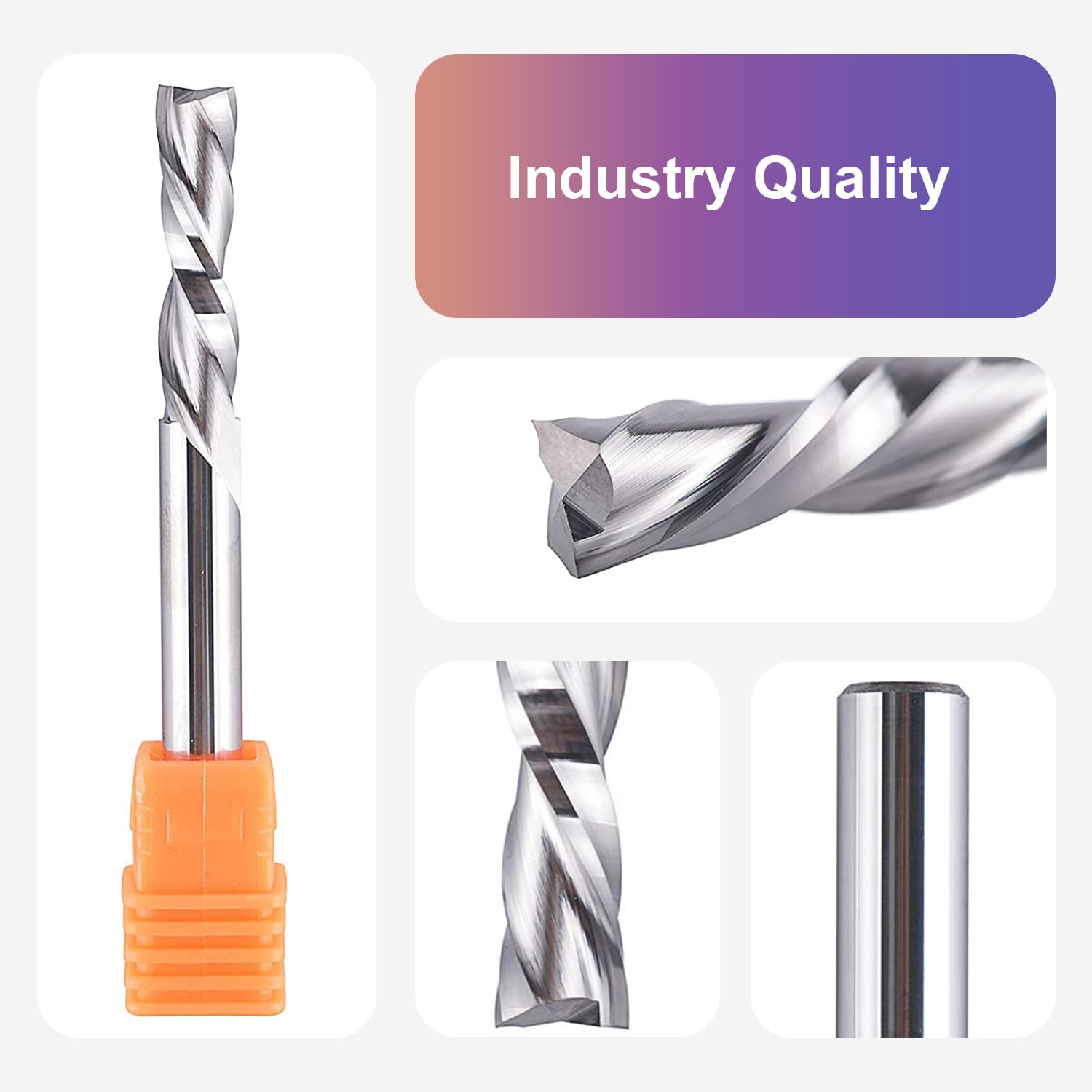 5PCS Spiral Downcut Router Bits 1/4" Shank 1" Cutting Length Solid Carbide CNC Router Bit Set End Mills for Plunge