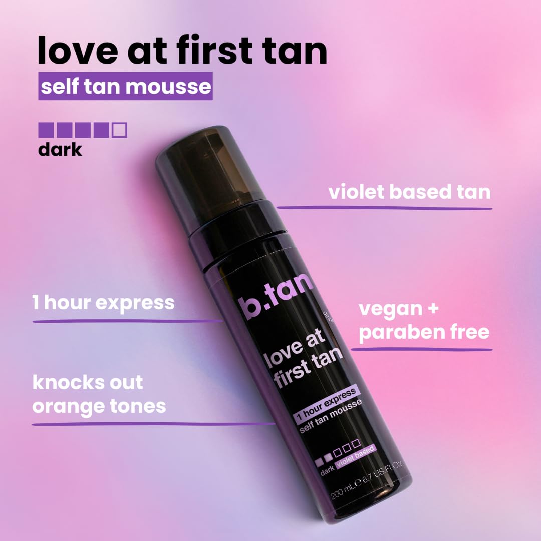 Violet Self Tanner Kit | Fall In Love at First Tan Bundle - Dark Tanning Mousse with Mitt Applicator, 1 Hour Express