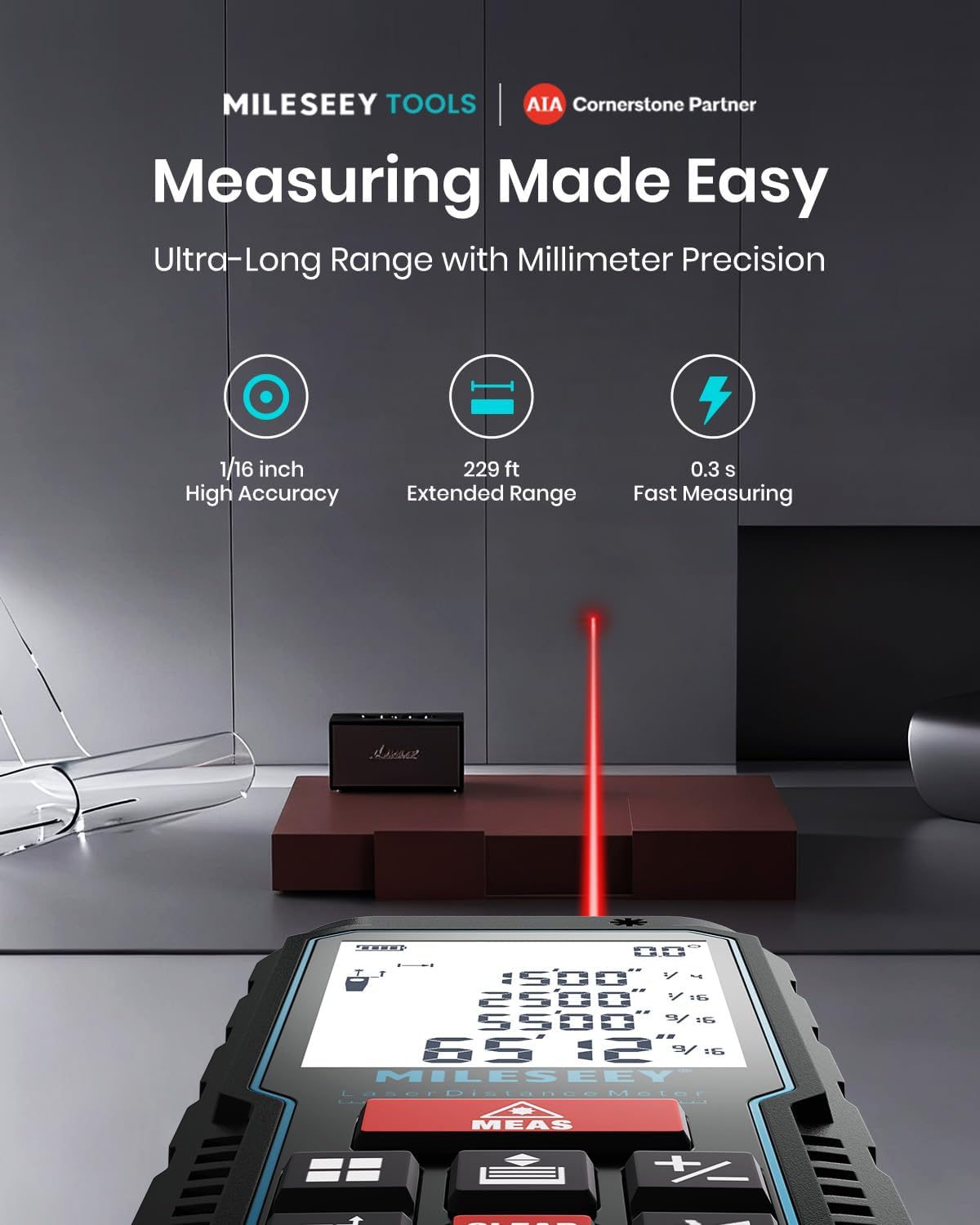 Laser Measure Device, MiLESEEY 229ft Digital Laser Tape Measure with Upgrade Electronic Angle Sensor, 2mm Accuracy