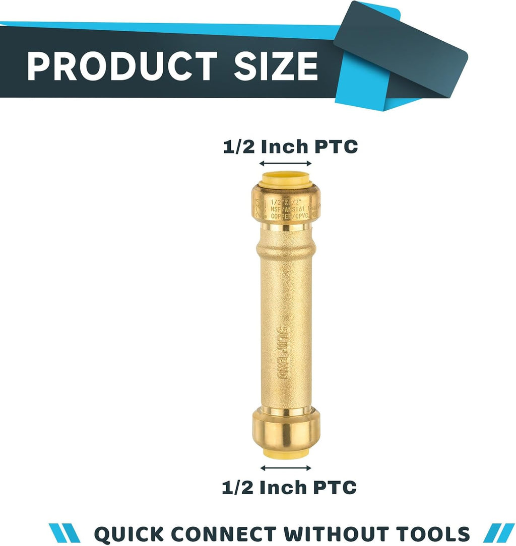 1Pack Seelink 1/2 Inch Push Fit Slip/Repair Coupling(PF104-1)