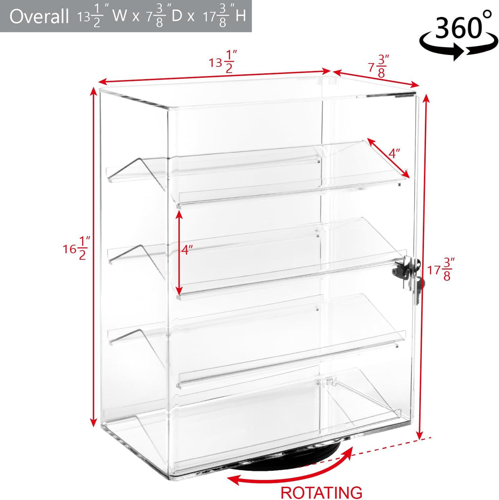 Rotating Acrylic Eyewear Display Case with 4 Removable Shelves | Premium Acrylic display case with 4 removable