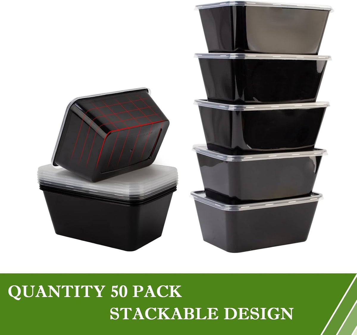 Meal Prep Containers 50Pack - 34oz Food Storage Containers with Lids, Reusable Food Prep Containers, Disposable To Go