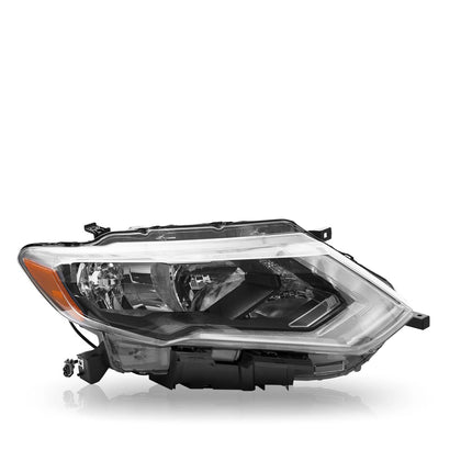 Right Headlight w/LED DRL Fit for 2017-2019 Nissan Rogue,Halogen Headlamp Replacement Passenger Side DOT&SAE OE
