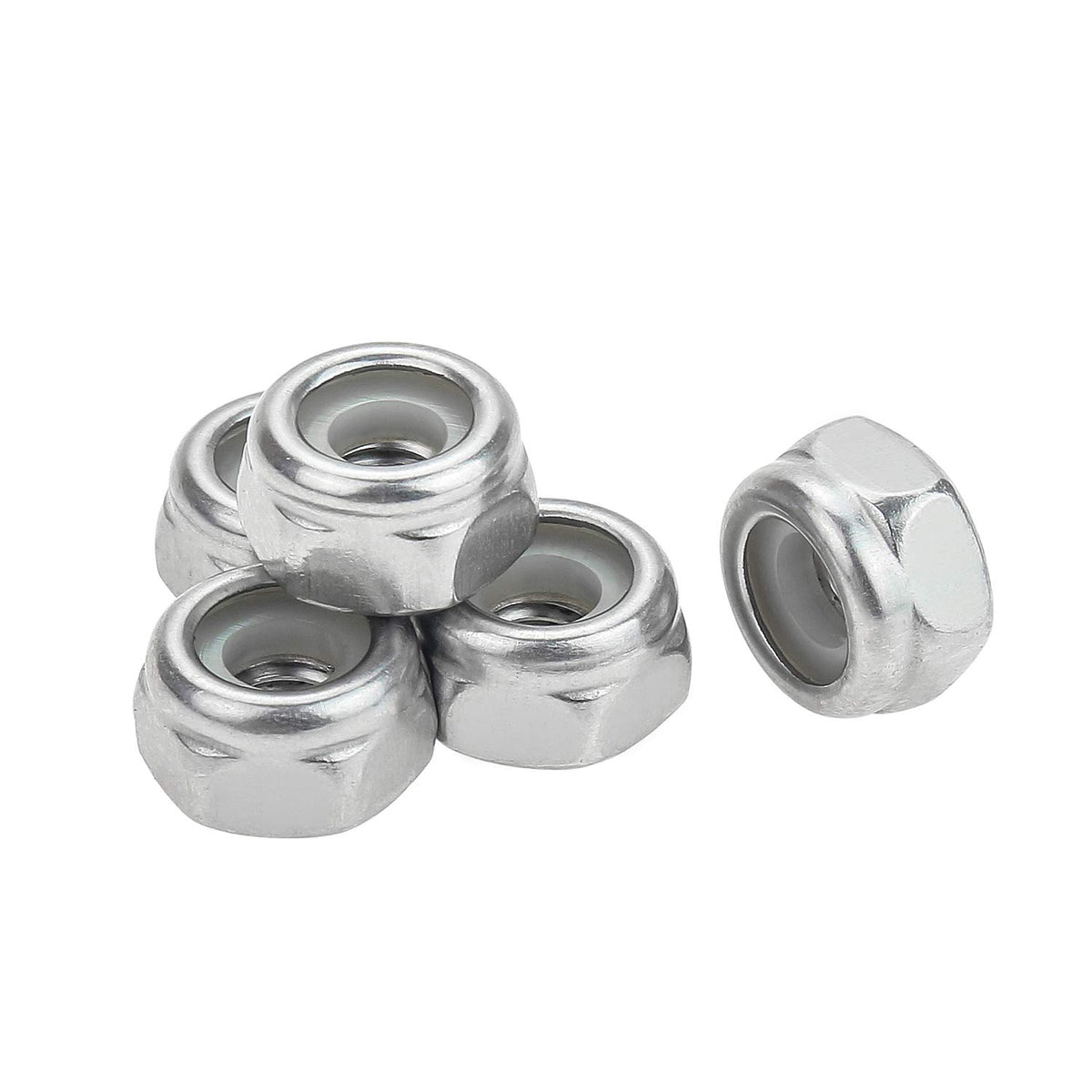 120 Pieces 10#-32 Nylon Insert Hex Lock Nuts, 304 Stainless Steel