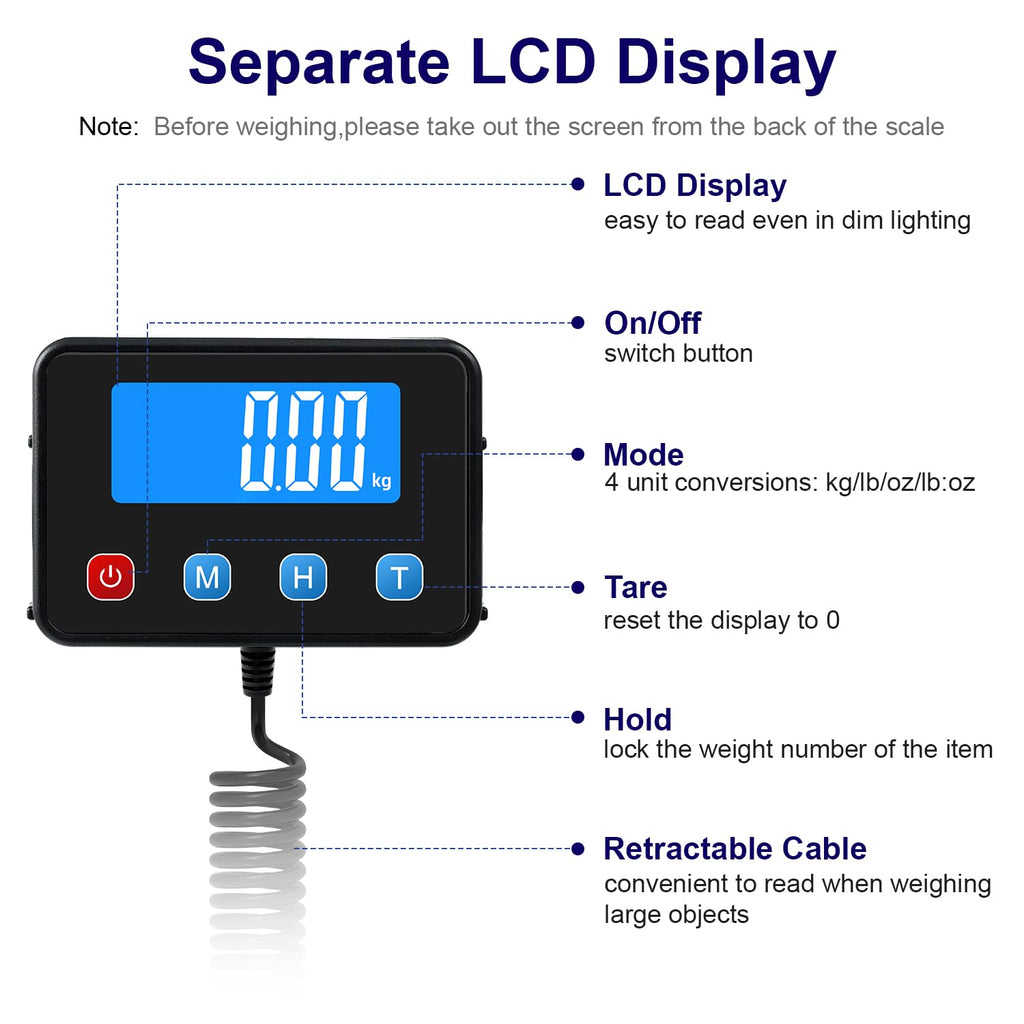 Shipping Scale 440lbs for Packages, Heavy Duty Digital Postal Scale with LCD Display 0.35 oz High Precision Express