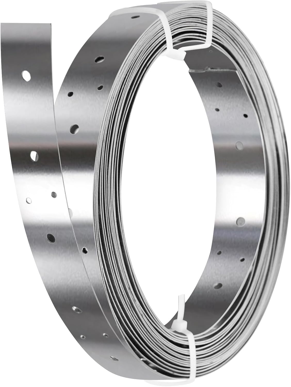 32ft x 1-3/8"Width Stainless Steel Strapping,Perforated Tie Strap