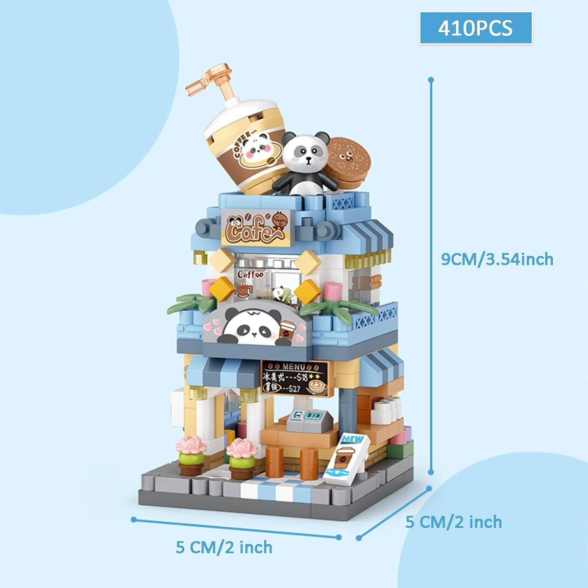 4 Mini City Shop Street View Building Blocks Model Set,Simulation Architecture Collection Particle Construction