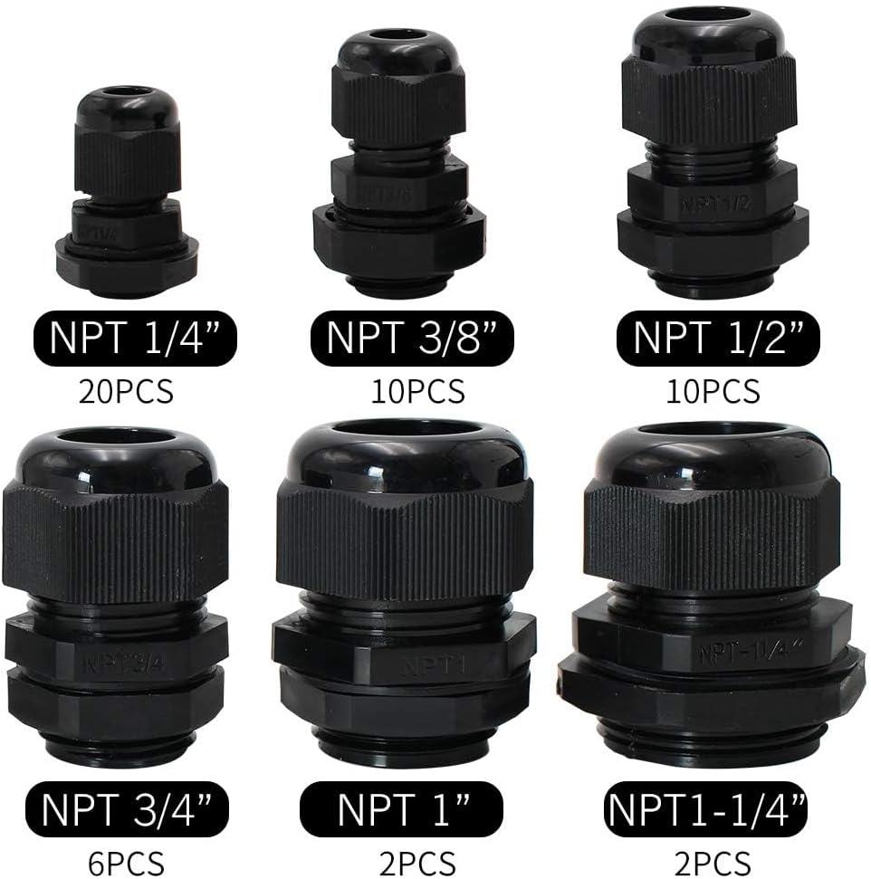 MAKERELE Cord Grip NPT Cable Glands Kit for Electrical Waterproof Box