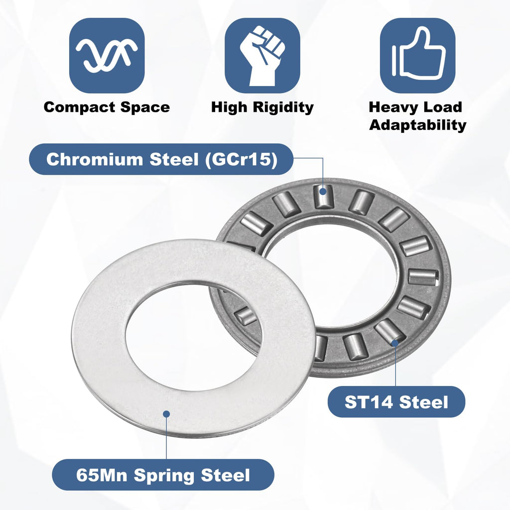 uxcell 10 Sets NTA815 Thrust Needle Roller Bearings with Washers, ID 1/2"
