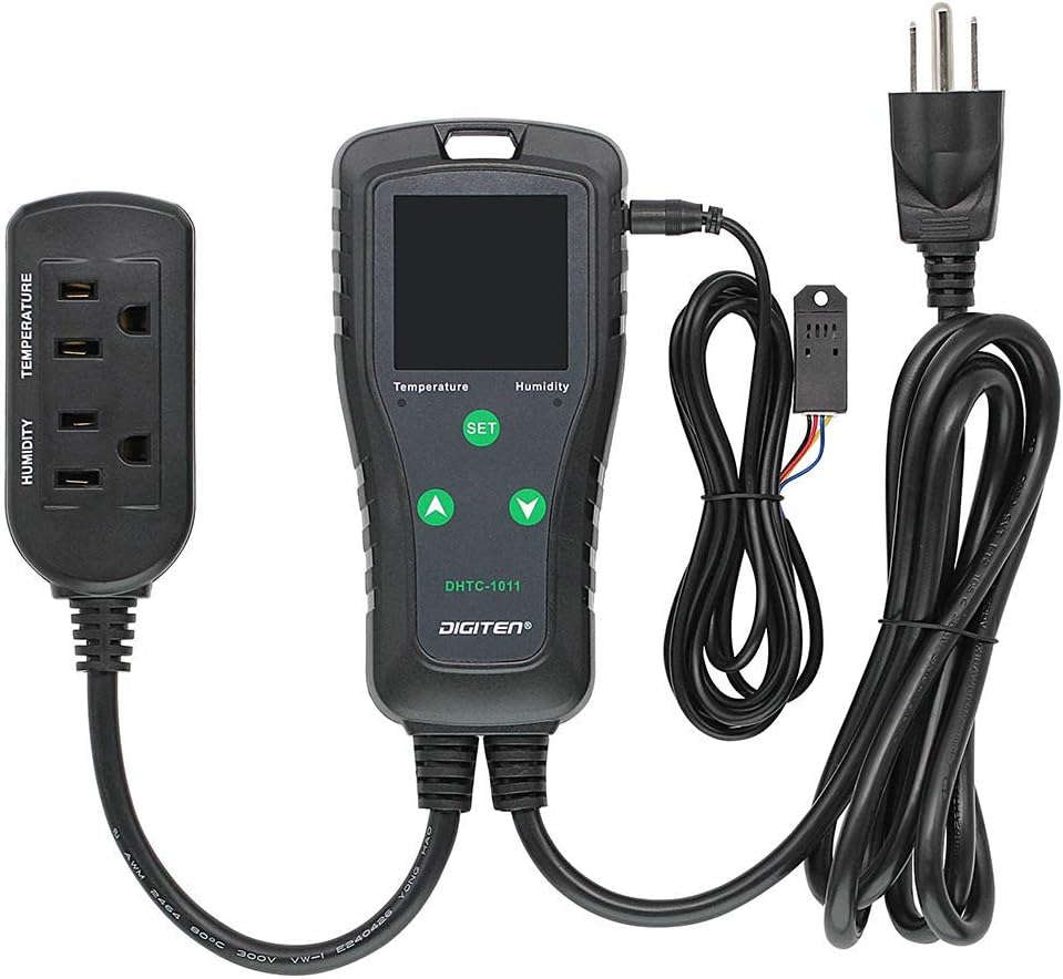 DHTC-1011 Temperature and Humidity Controller Outlet Plug in Thermostat Humidistat Reptile Humidity Controller