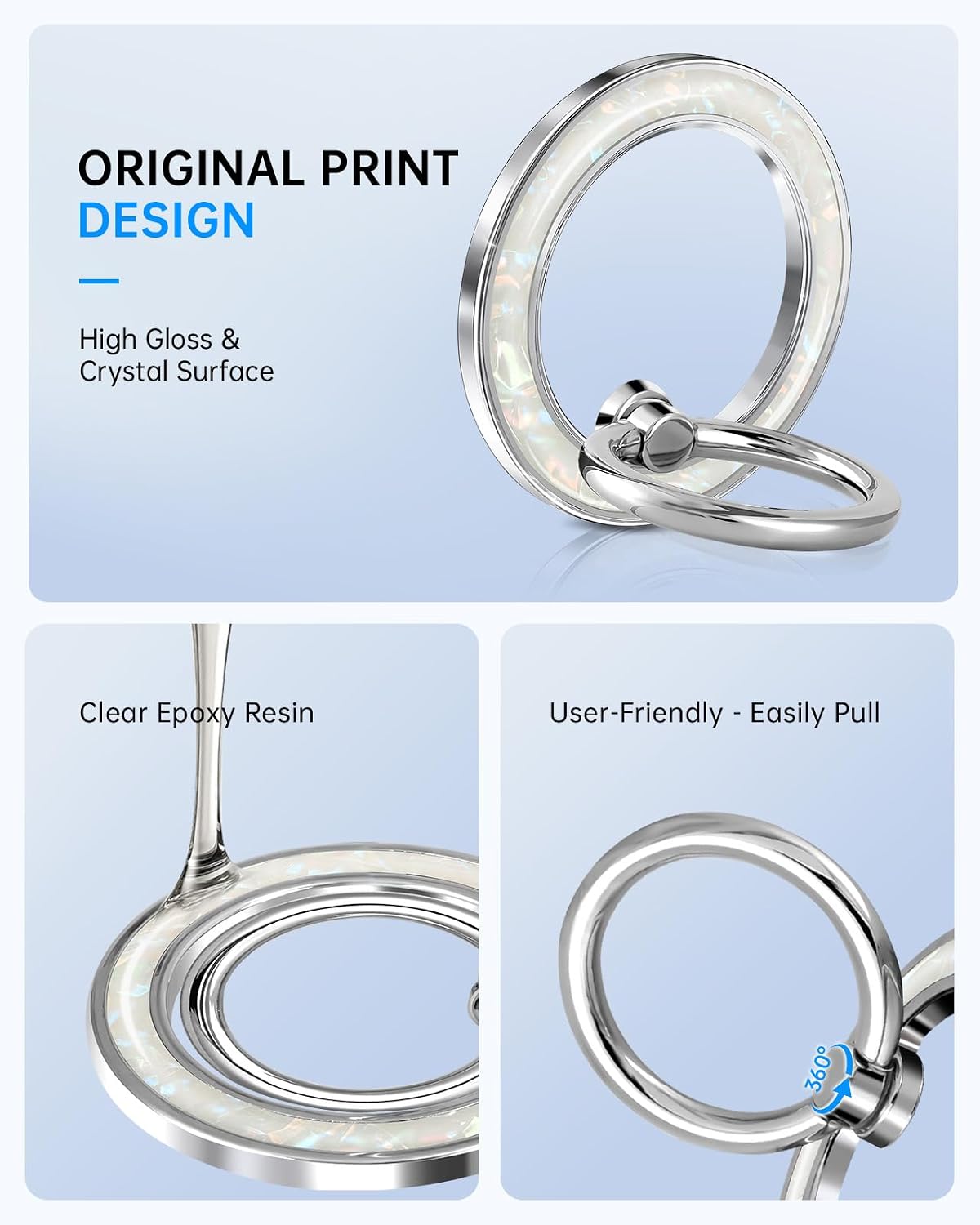 Magnetic Phone Ring Holder with MagSafe - Magnetic Phone Grip MagSafe Ring Holder Magnet Removable Cell Phone Stand