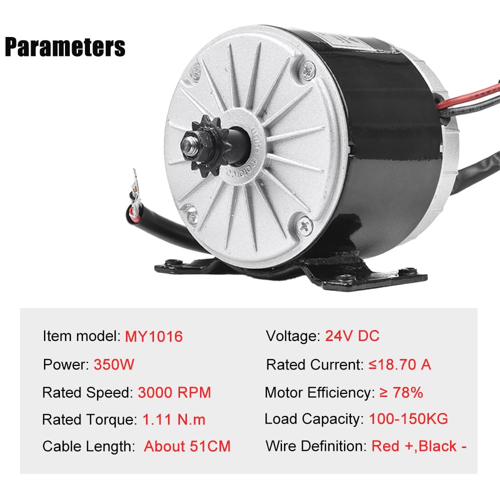 24V 350W Brushed Electric Motor Kit, Speed Controller, Throttle with Key