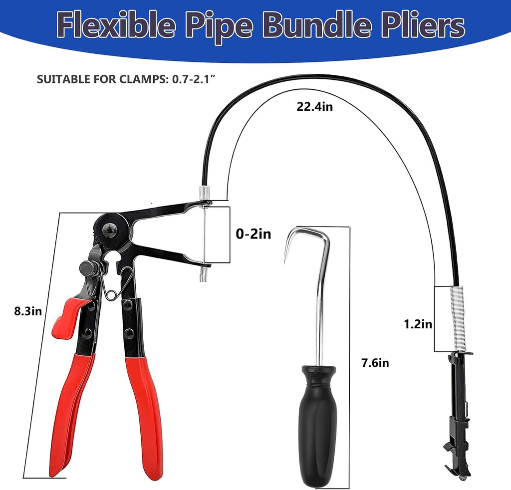 4-Pack Long Hose Clamp Pliers Tool Set -Tool for Removing Hose Clamp of Automobile Coolant, Heater, Water Hose Cord