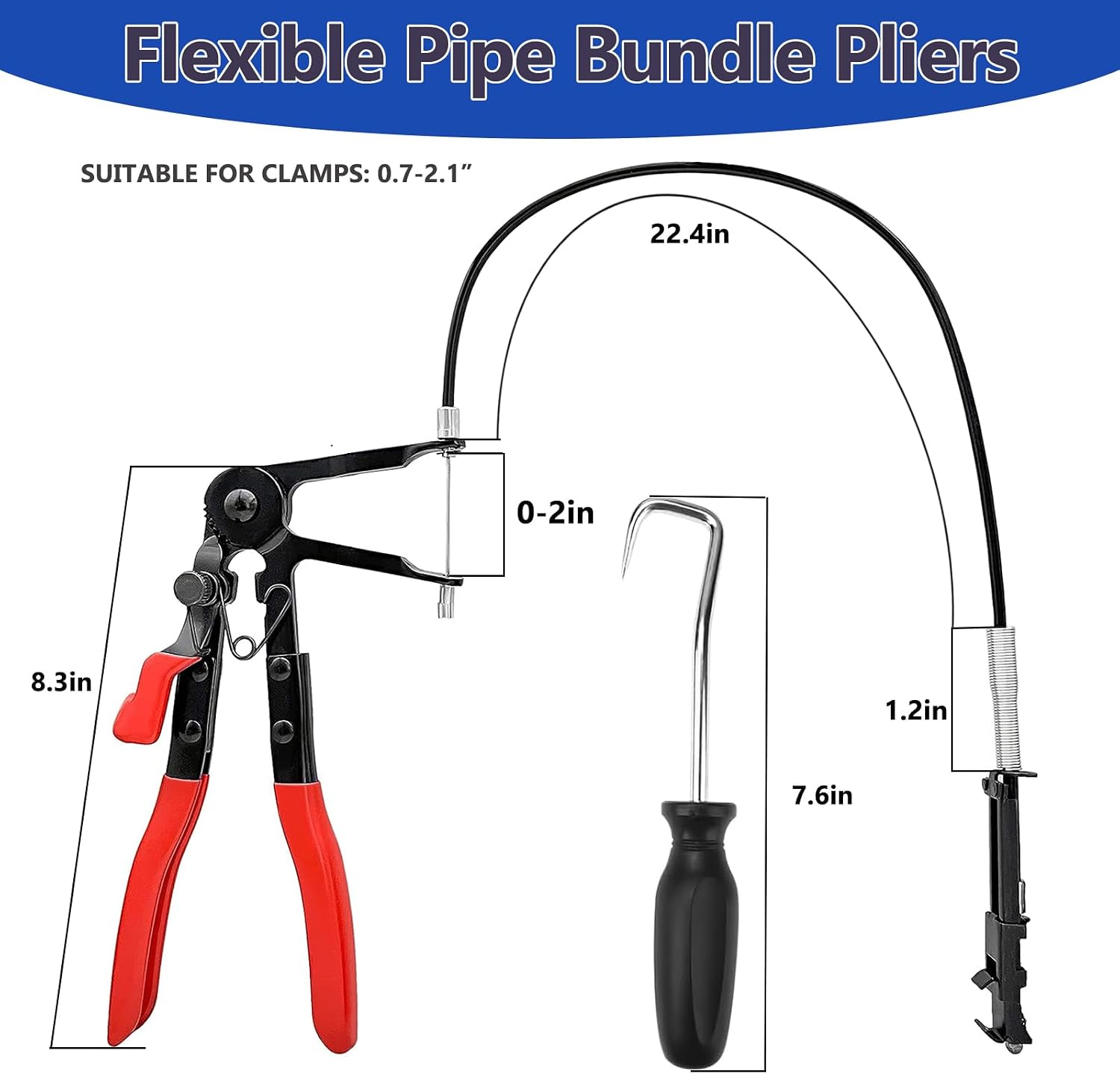 4-Pack Long Hose Clamp Pliers Tool Set -Tool for Removing Hose Clamp of Automobile Coolant, Heater, Water Hose Cord