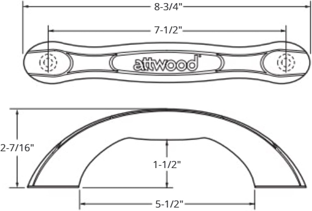 Attwood 2050-5 Ergonomic One-Piece Vinyl Grab Handle, White Finish