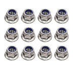 M10x1.5mm DIN6926 Flange Nylon Lock Nuts 12 Pack 304 Stainless Steel Hex Locknuts Full Thread for Industrial Construction Fasteners