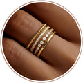 14K Gold Plated Stackable Rings for Women Non Tarnish Dainty Cubic Zirconia Thumb Ring Set Silver Plated Stacking Set