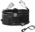 25FT Power Extension Cord 3 Prong, 14 Gauge SJTW 5-15R Male Plug to Female Connector,7 Outlet Cable,Multiple