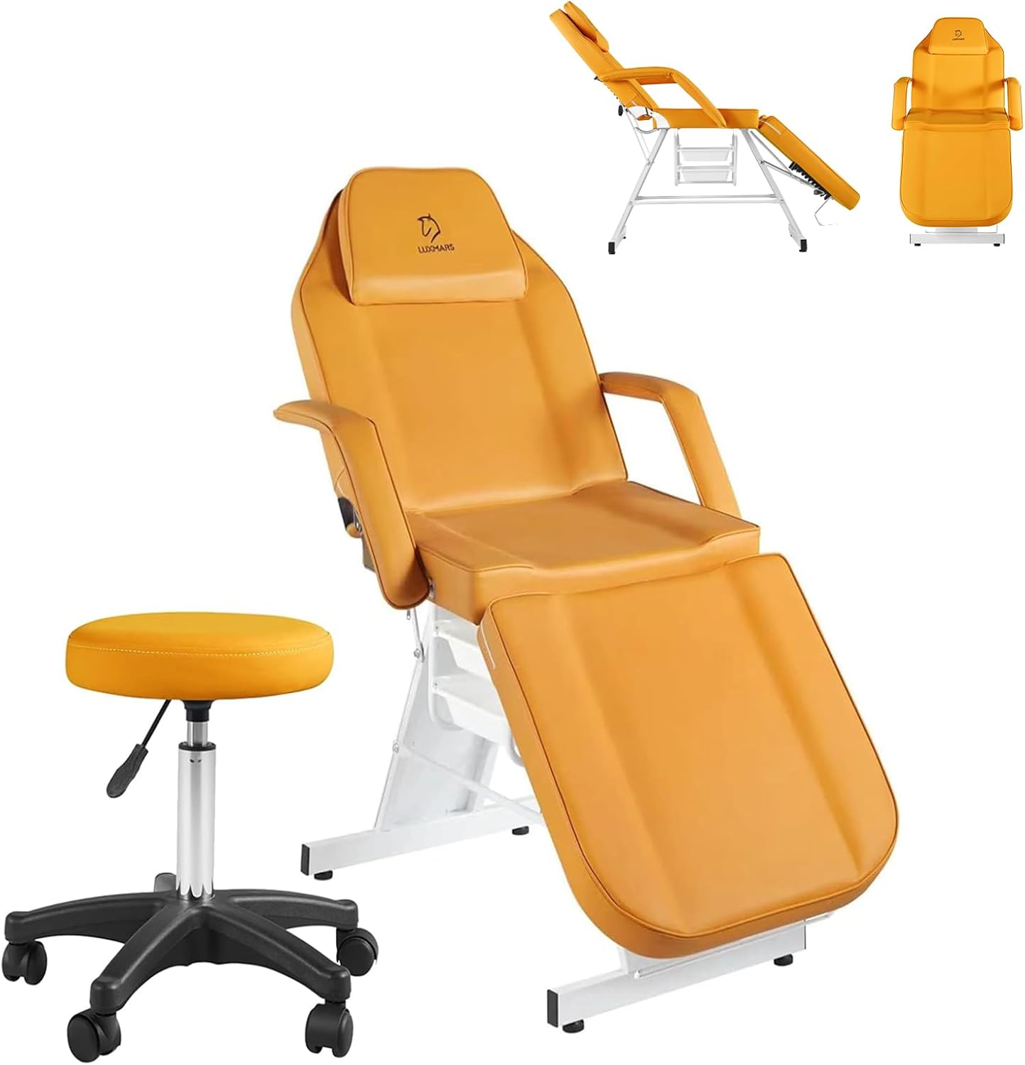 Facial Chair,73″ Tattoo Chair for Client,3-Section Adjustable Massage Table with Stool,Multipurpose Beauty Beds Salon