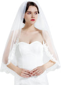 Wedding Bridal Veil with Comb 1 Tier Lace Applique Edge