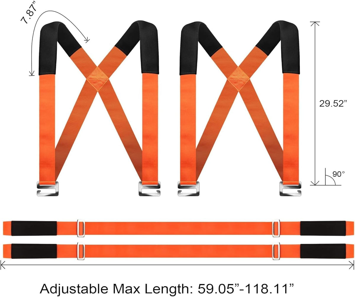 Lift and Move Furniture, Appliances, Supports pcs up to 800 lb. Moving Strap Set, 2 Harnesses and 2 Classic Length