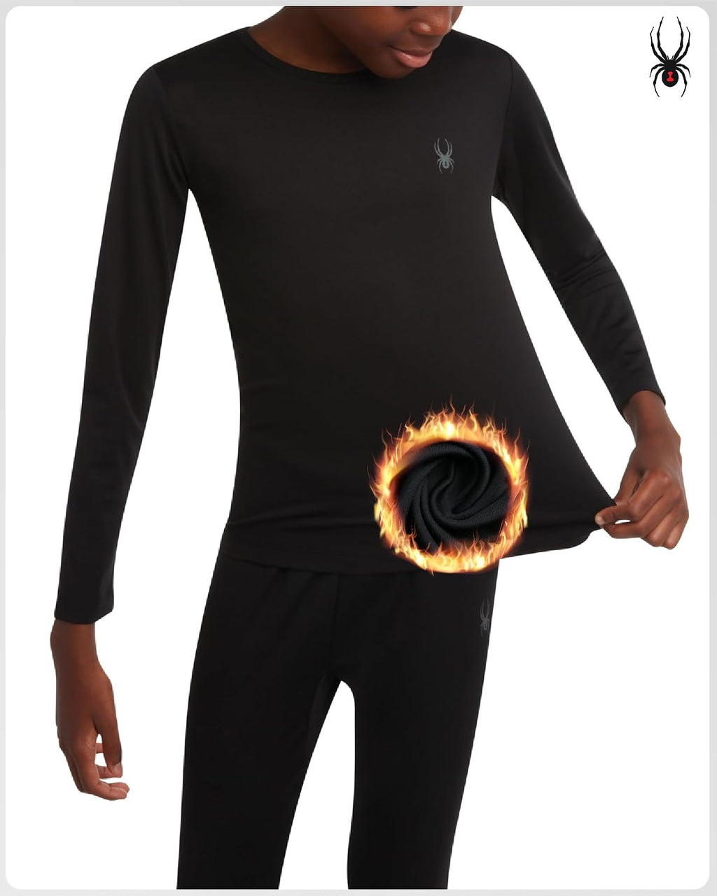 Kids Thermal Underwear Set - 2-Piece Moisture Wicking Stretch Soft | Soft Stretch Base Layer, Warm Breathable Comfort