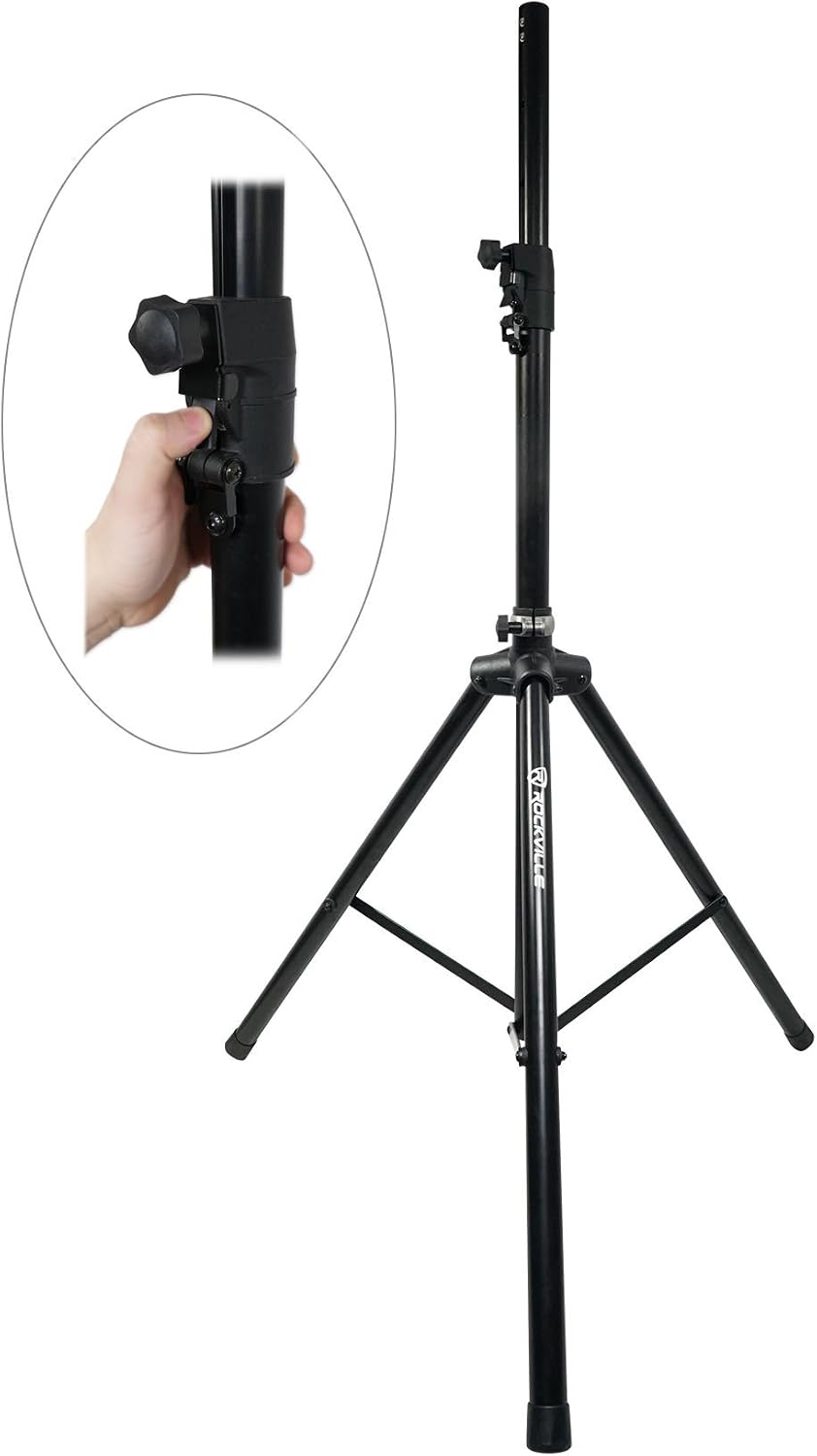 RVSS4A Black DJ PA Tripod Speaker Stand, Hydraulic Air Auto Lift | Auto Lowering, 154 lbs Capacity, 42 to 79" Height