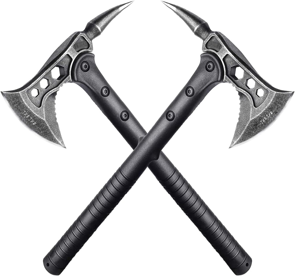 Camping Axe, Throwing Tactical Tomahawk with Spike, Survival Hatchet with Sheath, Nylon Fiber Handle for Outdoor