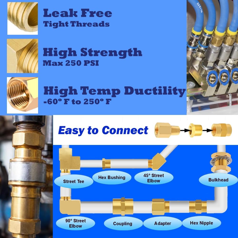 Brass Close Nipple, 1/2" Male x 1/2" Male NPT, (2 Pack)