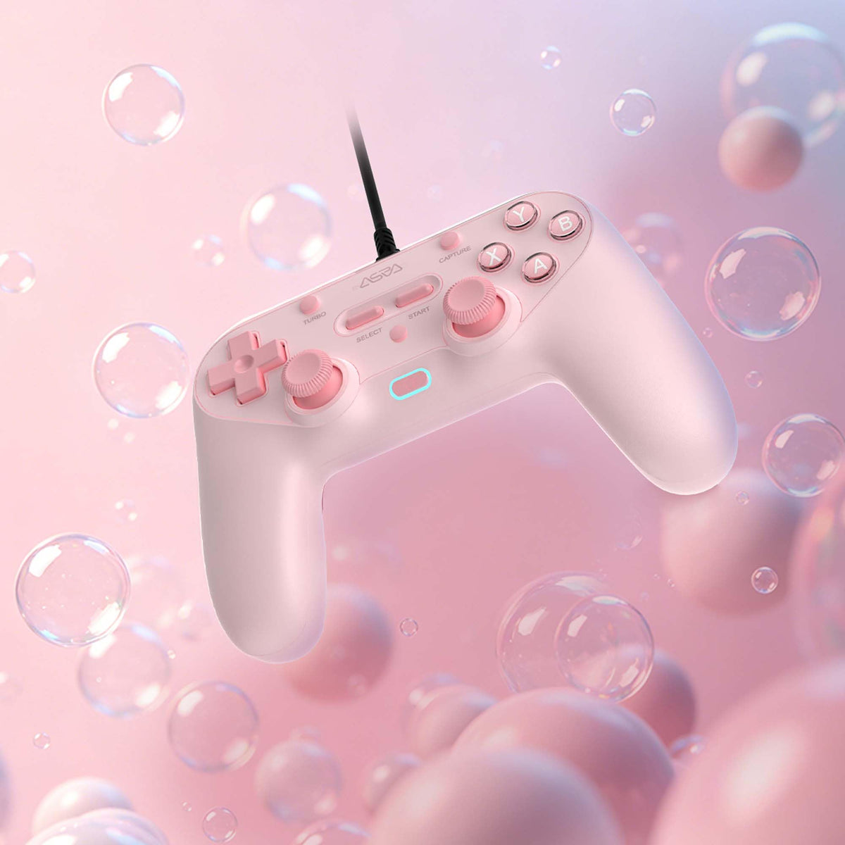 Wired Gamepad, Hall Effect Joysticks & Triggers, 1000Hz, Light Pink