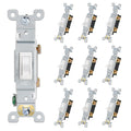 ThunderWay Quiet Toggle Light Switch - 15A, 120V, AC, Residential & Commercial Grade, UL Listed (10 Pack, White)