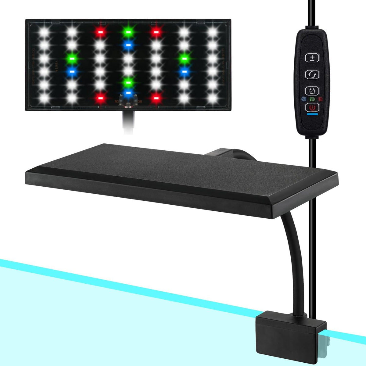 Clip On Aquarium Light with Timer for 3 to 8 Gal Fish Tank (Dimmable Full Spectrum LED) USB Moving Lamp for Open