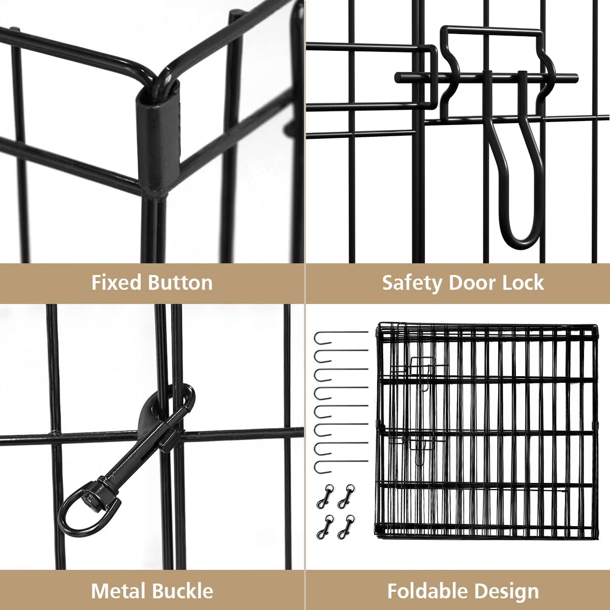 Pet Playpen Puppy Playpen Kennels Dog Fence Exercise Pen Gate Fence Foldable Dog Crate 8 Panels 24 Inch Kennels Pen