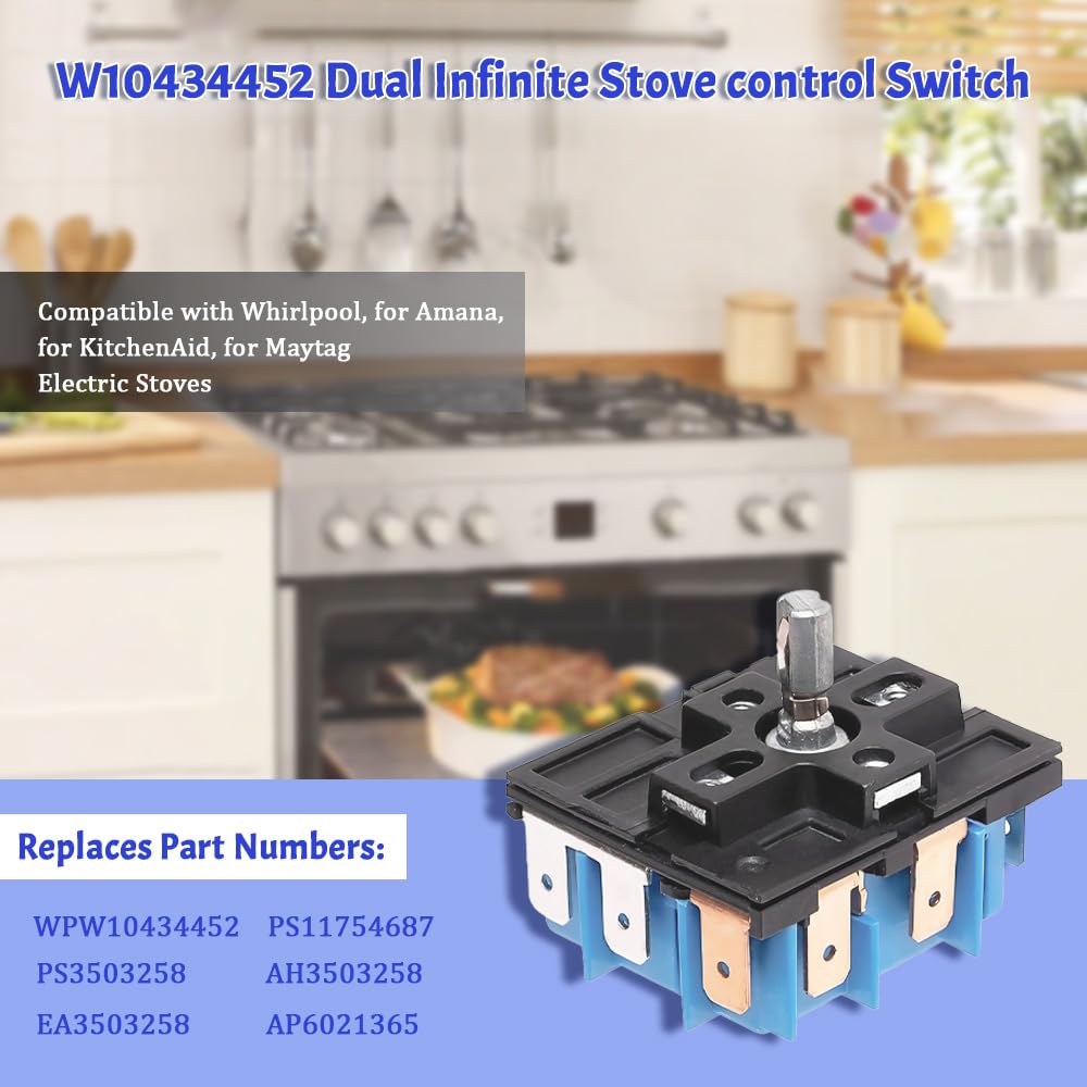 W10434452 WPW10434452 Infinite Stove Control Switch Single Element 240V 15A Replaces AP6021365 PS11754687 Compatible with Selected Whirlpool Maytag Amana KitchenAid Range Models