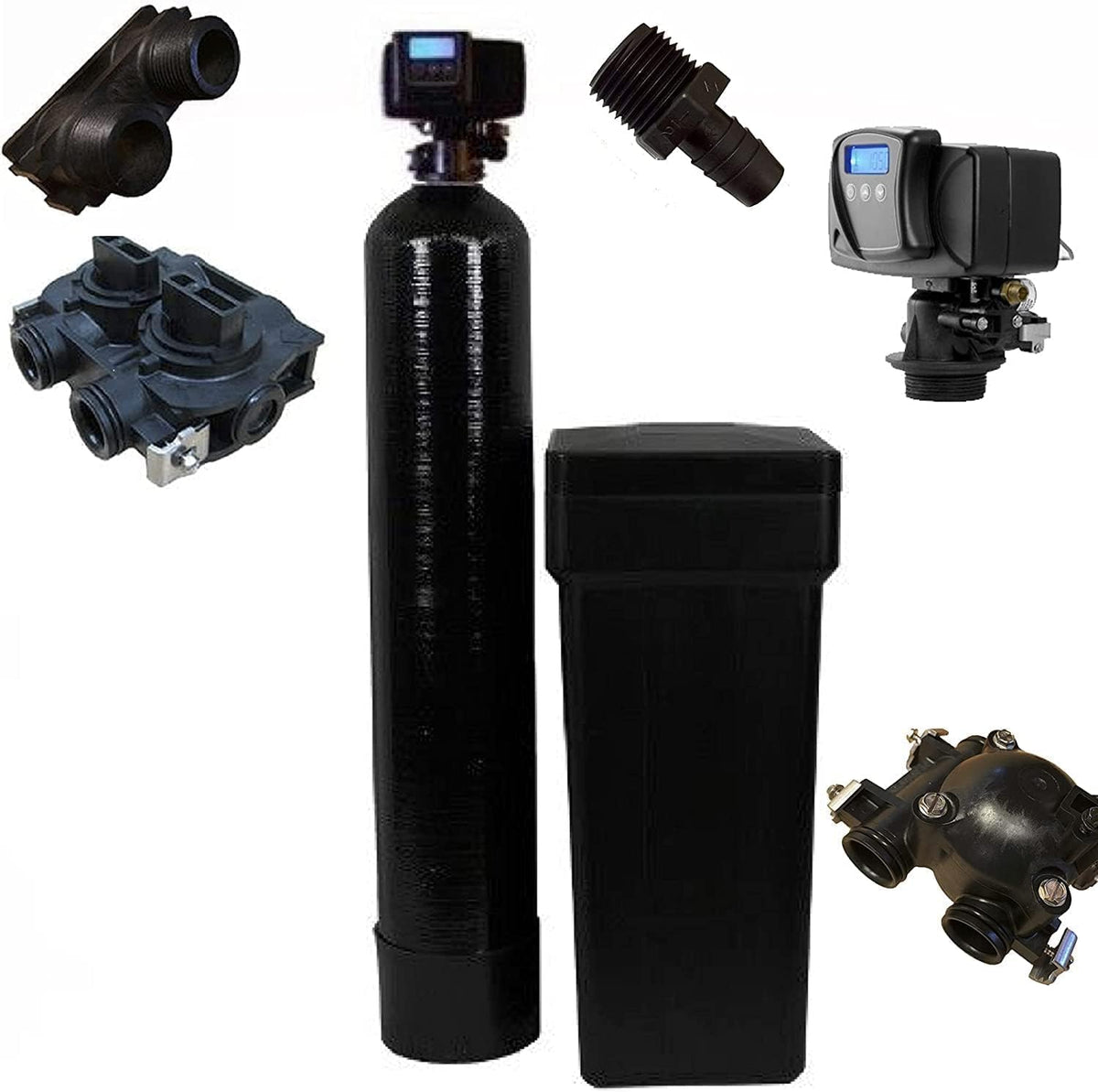 Fleck Whole House 64k Water Softener System Upgraded 10% Resin 5600sxt Metered on-demand with 3/4" bypass and brine