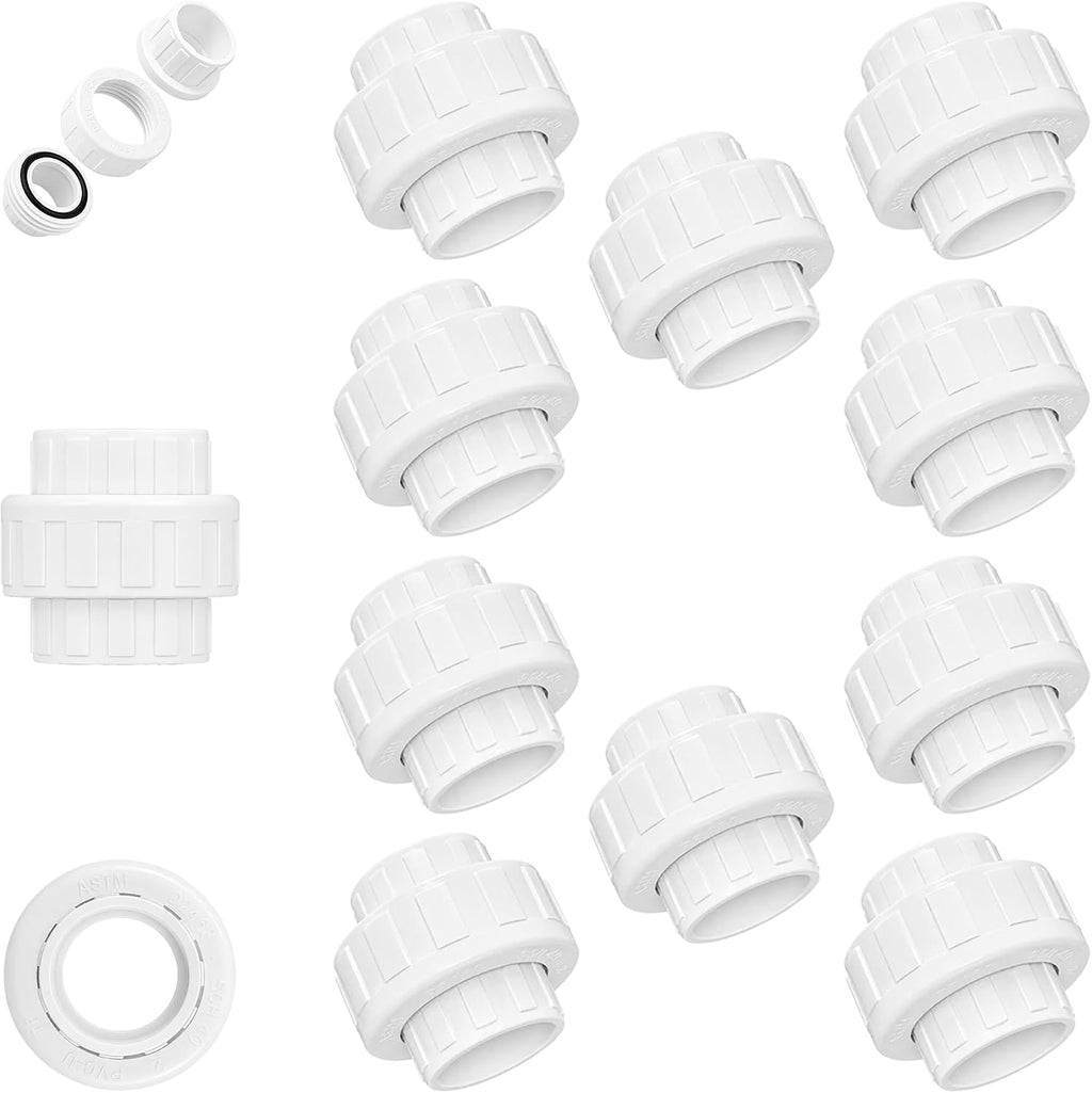 1 Inch PVC Union Coupling, Fits 1.315" OD SCH 40 PVC Pipe