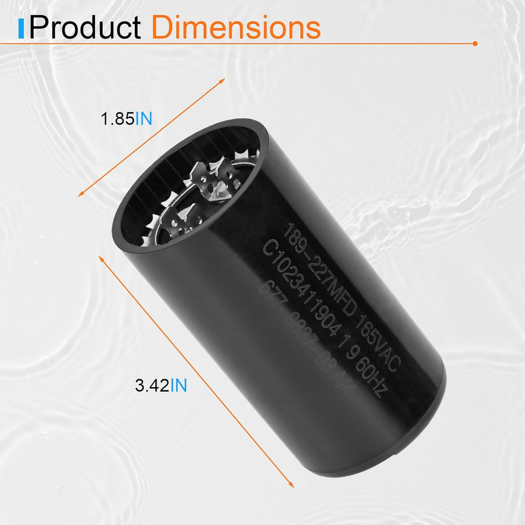 PSMJ189 189-227 MFD UF / 165 VAC Compatible with Mallory Motor Start Capacitor Motor Start Capacitor Replacement