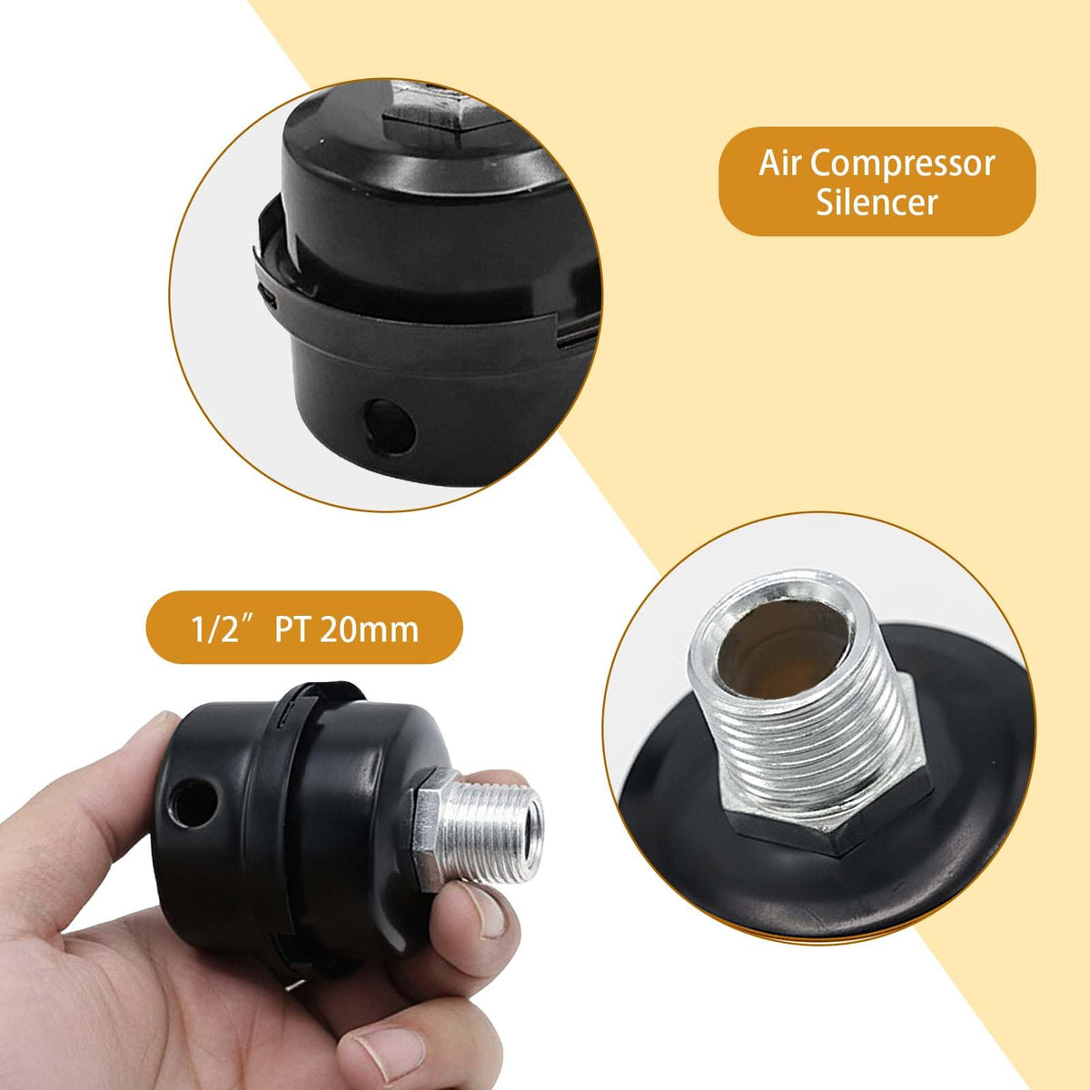 DTMTD 20mm Air Compressor Intake Silencer 4-Pc Combo with Filter