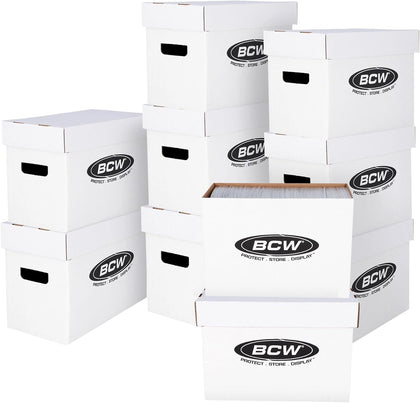 Short Comic Storage Box - 10 Pack | Holds 150-175 Current/Silver Age Comics | Stackable, Durable 200 lb. Strength
