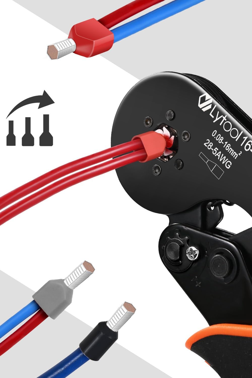 Lytool Ferrule Crimping Tool Kit, Hex Ratchet 28-5AWG & 1200 Wire Ferrules