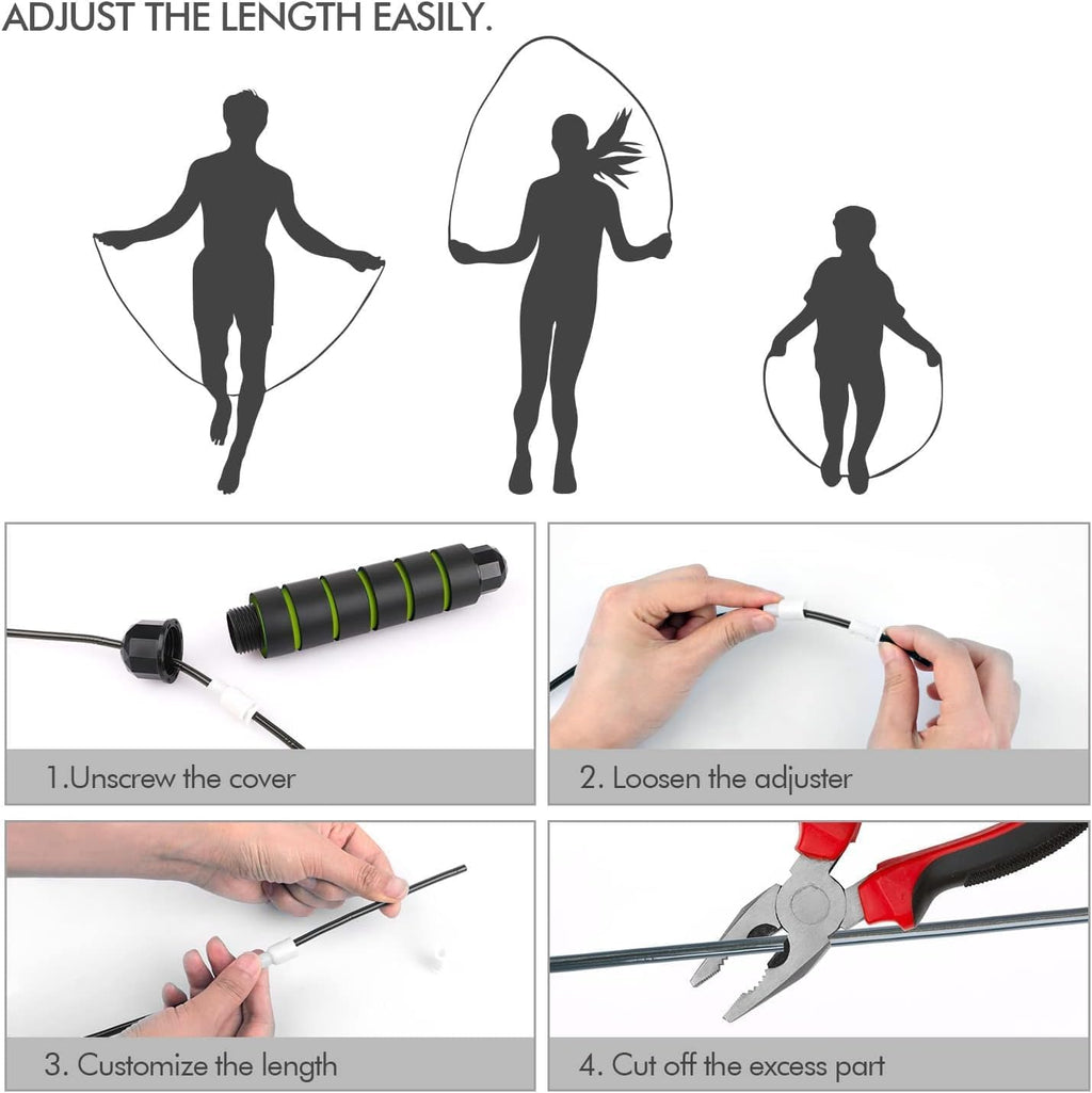 Jump Rope, Rapid Speed Jumping Rope Cable with Ball Bearings for Women, Men, and Kids, Adjustable Steel Jump Rope