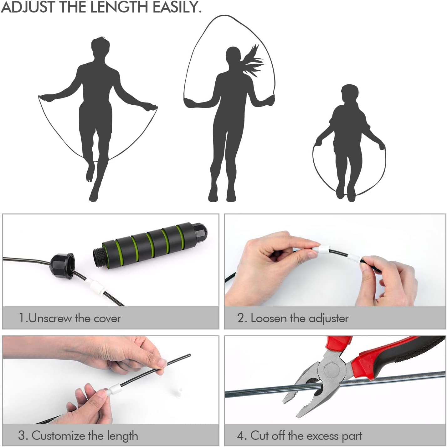 Jump Rope, Rapid Speed Jumping Rope Cable with Ball Bearings for Women, Men, and Kids, Adjustable Steel Jump Rope